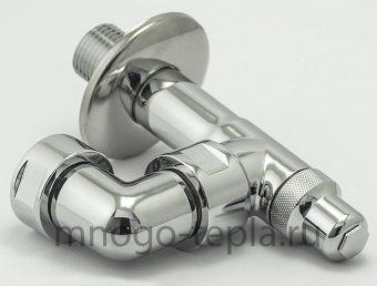 Кран для полотенцесушителя хромированный 3/4" НГ х 1/2" Ш TIM K10-NFM023 поворотный, угловой - №1