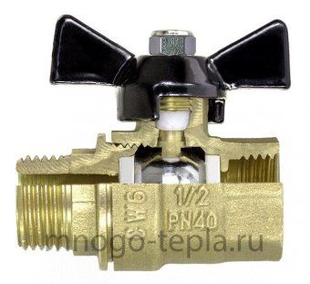 Кран шаровый 3/4" ГШ TIM (DE1204X) никелированный усиленный прямой - рычаг - №1