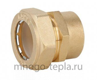 Муфта обжимная прямая никелированная с внутренней резьбой, 20 х 1/2", TIM ZTI.612.002004N для труб гофрированных из нержавеющей стали - №1