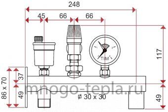 Группа безопасности котла на стену TIM JH1021-3 (3 бар) с возможностью установки расширительного бака - №1